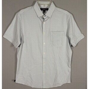 NWOT Mizzen Main Leeward Shirt Mens M Gray White Geometric Performance Trim Fit